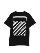 T-shirt per bambini Off-White Kids nera con logo sul davanti 44BAA002S26J009 001 OFF WHITE KIDS 