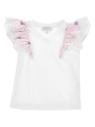 T-shirt per bambina Monnalisa bianca con ruches 11G604 7201 9990 MONNALISA KIDS 
