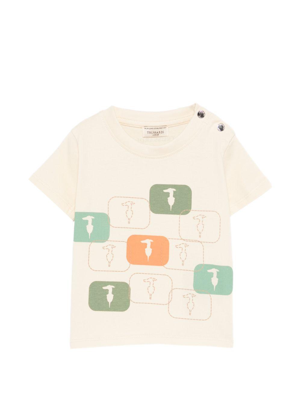T-shirt per neonato Trussardi Junior beige con stampa grafica TIP26047TS BEIGE N.E. TRUSSARDI KIDS 