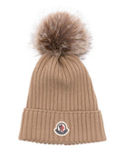 Berretto per bambini Moncler Enfant beige con pompon L29543B00007A9327 231 MONCLER KIDS 