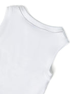Canotta crop per bambina Brunello Cucinelli Kids bianco con scollo rotondo B0R41T852 C159 BRUNELLO CUCINELLI KIDS 