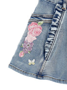 Gonna per bambina Monnalisa in denim con ricamo a fiori 19G700 7015 055B MONNALISA KIDS 
