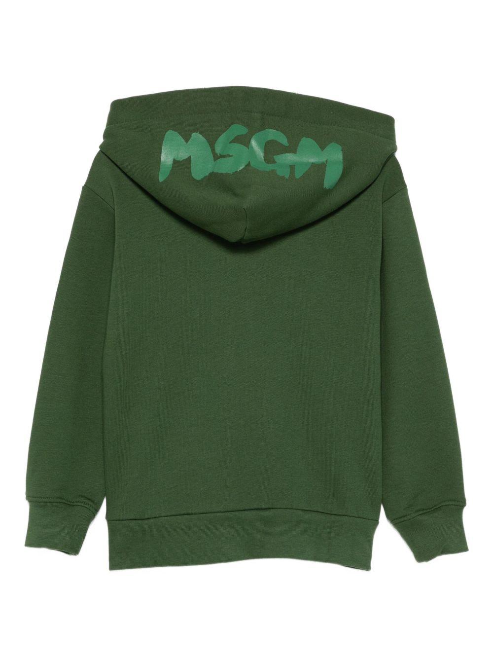 Felpa per bambino MSGM Kids verde con cappuccio e logo F5MSJUZH002 MS039 MSGM KIDS 
