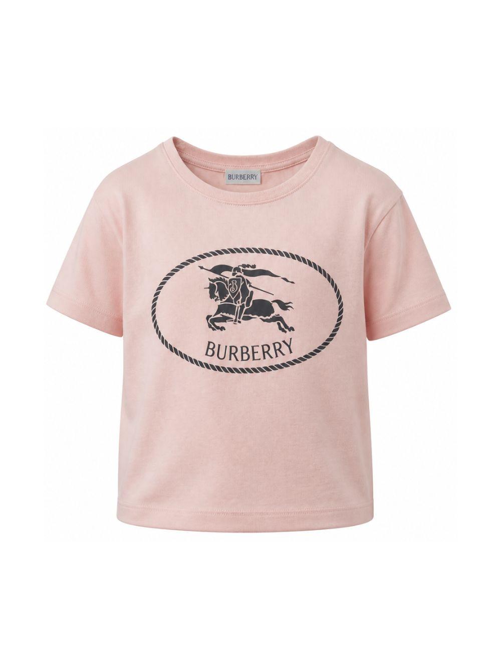 T-shirt per bambina Burberry Kids rosa con stampa logo sul davanti 8125854 C2989 BURBERRY KIDS 