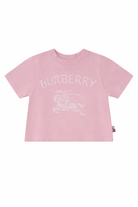 T-shirt per neonata Burberry Kids rosa con logo Equestrian Knight 8121210 A1439 BURBERRY KIDS 