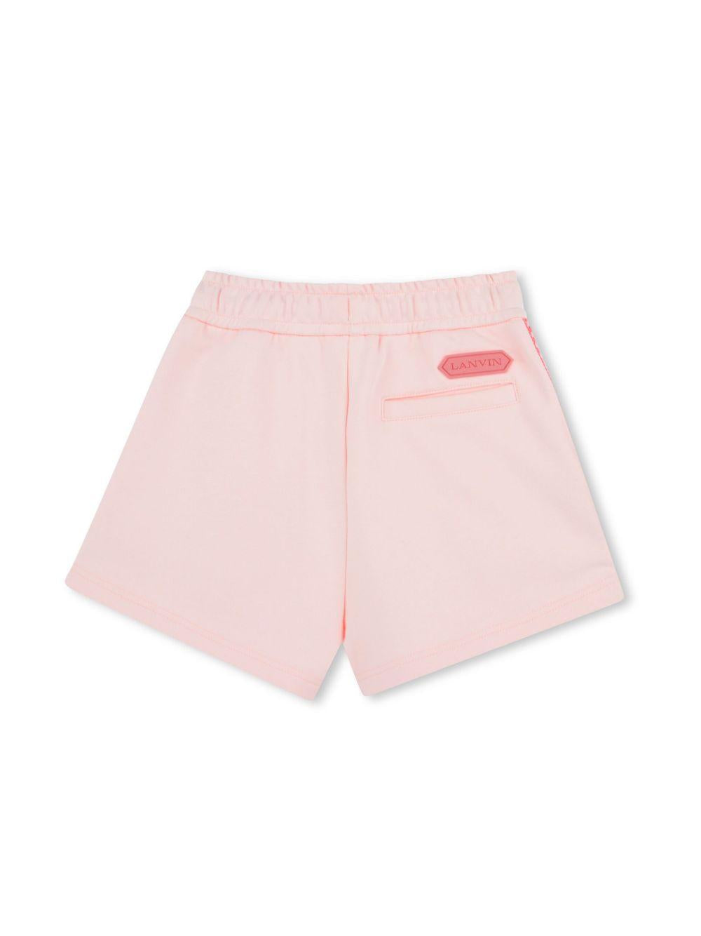 Shorts per bambina Lanvin Enfant rosa con fascia laterale con treccia N30247 452 LANVIN 