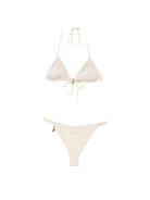 Costume da bagno da donna MC2 Saint Barth beige con dettaglio con ciondoli LEZ0001 01205L MC2 ST. BARTH 