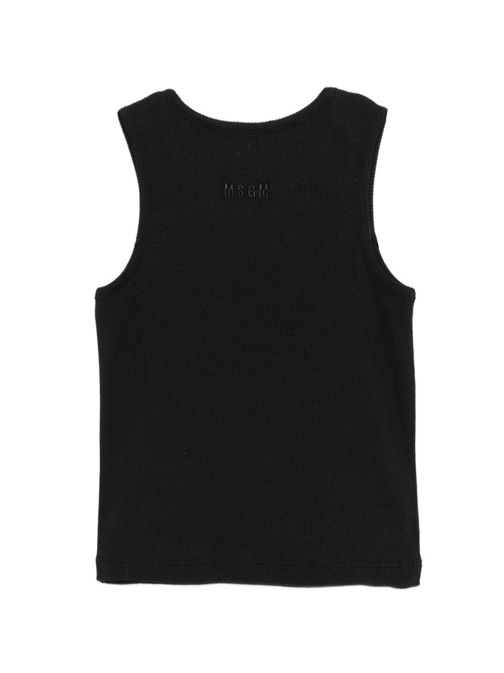 Canotta per bambina MSGM Kids nera con applicazioni S6MSJGTA100 110 MSGM KIDS 