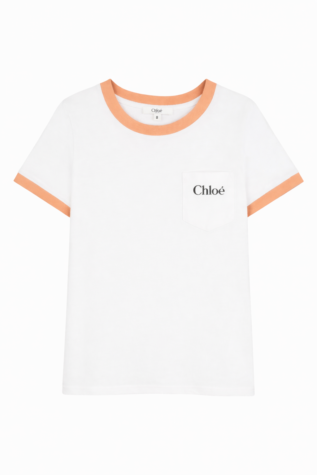 T-shirt per bambina Chloé Kids bianca con dettagli arancione C20860 117 CHLOE' KIDS 