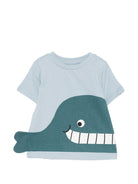 T-shirt per neonato Stella McCartney Kids azzurra con applicazione balena TY8590 Z0434 685 STELLA McCARTNEY KIDS 