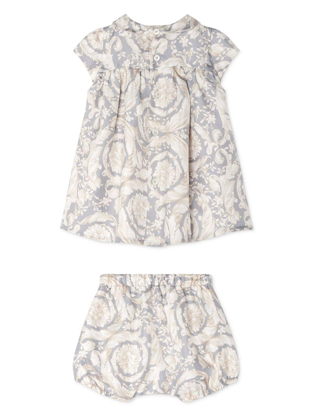 Set abito per neonata Versace Kids grigio con stampa Barocco 10179431A12840 2EO90 VERSACE KIDS 