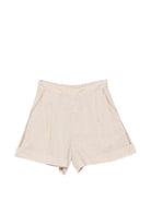 Shorts da donna Amani MC2 Saint Barth beige con dettagli a pieghe AMN0001 08196L MC2 ST. BARTH 