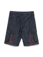 Shorts denim per bambino Off-White Kids blu con due tasche laterali OBYC002S25DEN001 4926 OFF WHITE KIDS 