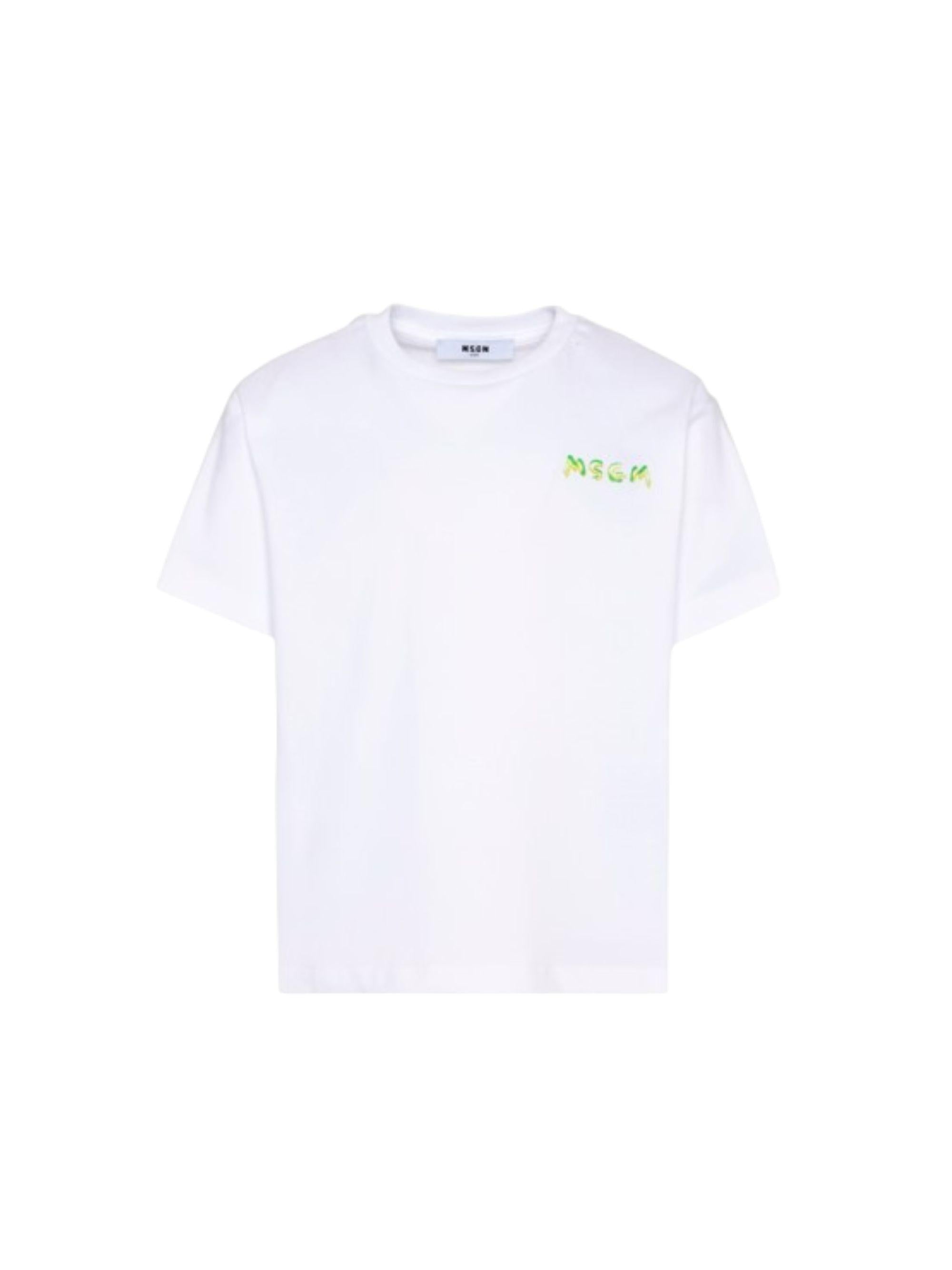 T-shirt per bambino MSGM Kids bianca con stampa logo S6MSJUTH003 001 MSGM KIDS 