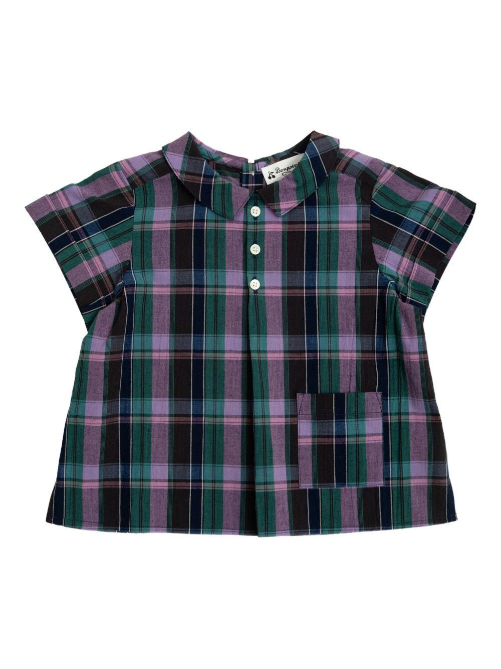 Top per neonata Bonpoint viola con motivo a quadri C06YSHW00002 458 BONPOINT KIDS 