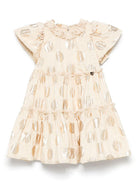 Abito a pois per bambina Monnalisa oro con gonna a balze 71E950RM 5308 0070 MONNALISA 