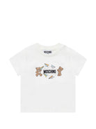 T-shirt per neonati Moschino Kids bianca con due Teddy Bear MUM04MLAA01 10063 MOSCHINO KIDS 