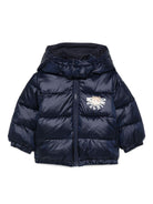 Piumino per neonato Moschino Kids blu con stampa con logo MUS032L3A32 40016 MOSCHINO KIDS 