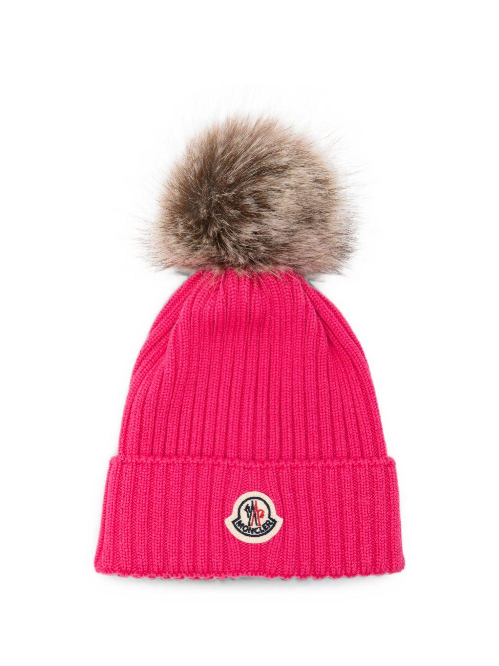 Cappello per bambina Moncler Enfant fucsia con ponpon L29543B00007A9327 N55 MONCLER KIDS 