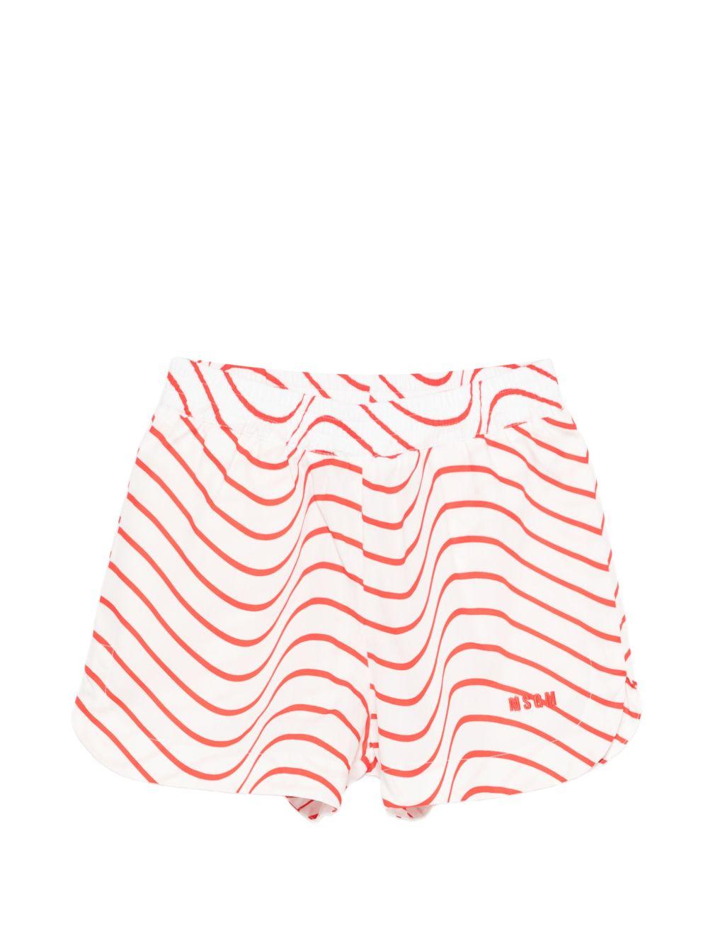 Shorts per bambina MSGM Kids bianchi con motivo a onde rosse S6MSJGSH175 MS004 MSGM KIDS 
