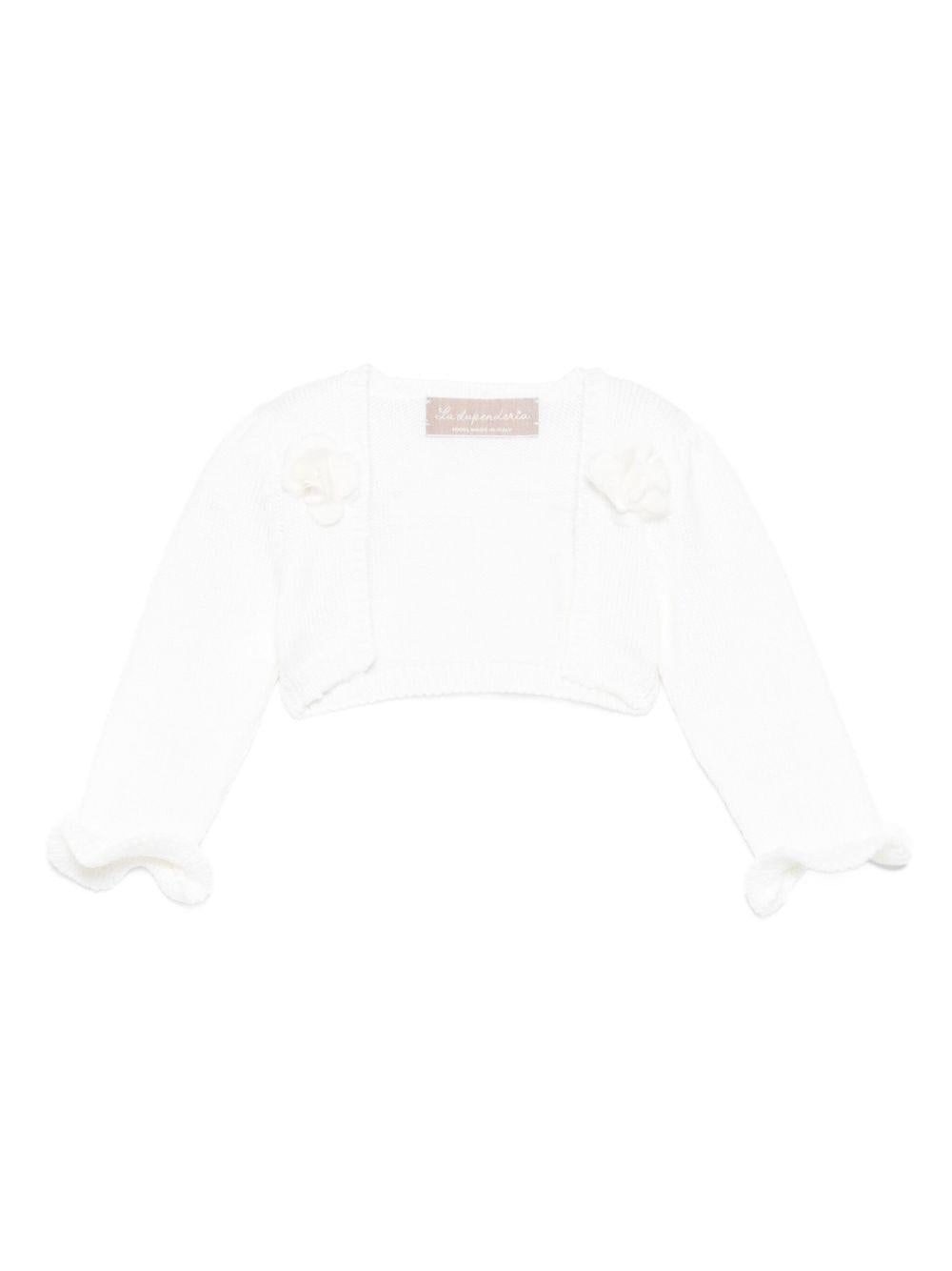 Cardigan per neonata La Stupenderia bianco con maniche arricciate 1WCSC62 800 LA STUPENDERIA 