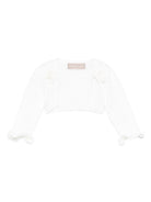Cardigan per neonata La Stupenderia bianco con maniche arricciate 1WCSC62 800 LA STUPENDERIA 