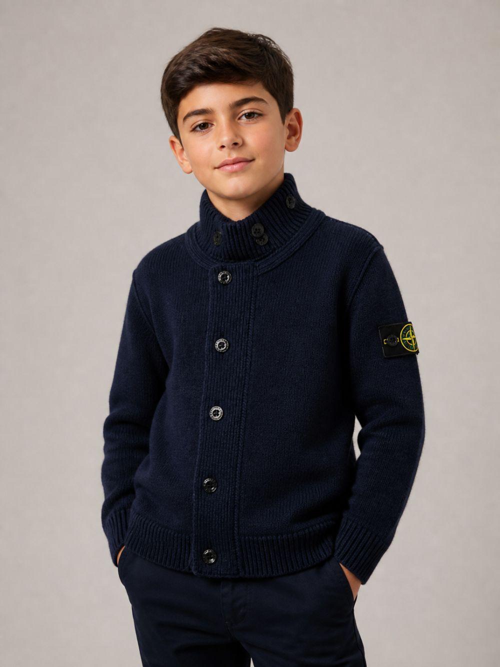 Maglione per bambino Stone Island Kids blu a collo alto L2S165100003S00M1 V0020 STONE ISLAND KIDS 