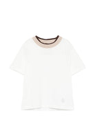 T-shirt per bambino Eleventy Kids bianca con girocollo a contrasto EZ8H11 Z3708 101 ELEVENTY KIDS 