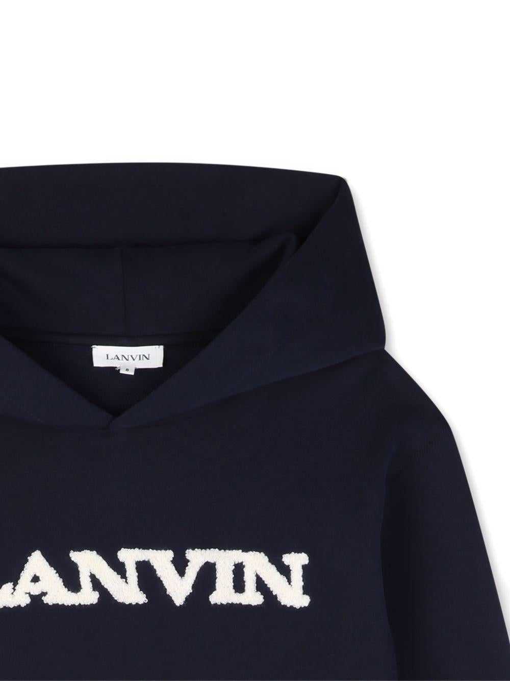 Felpa per bambino Lanvin Kids blu con applicazione logo N30435 855 LANVIN KIDS 