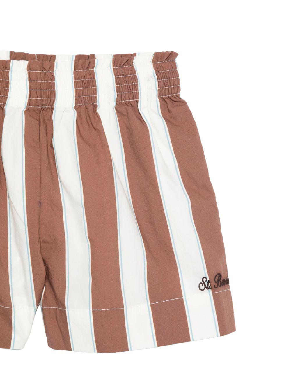 Shorts per bambina MC2 Saint Barth Kids bianco e marrone con motivo a righe MEA001 01418L MC2 ST. BARTH KIDS 