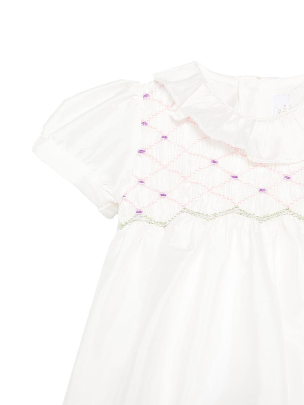 Abito per neonata Mariella Ferrari bianco con dettagli ricamati ATA1 070 MARIELLA FERRARI KIDS 