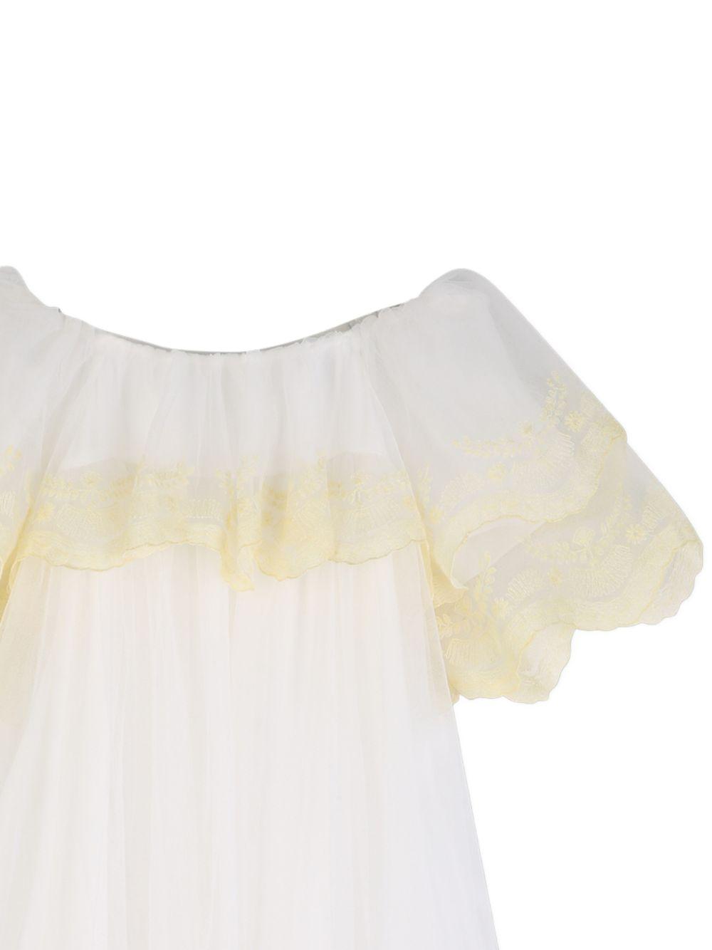 Abito per bambina Chloé Kids bianco con finitura in pizzo C21241 117 CHLOE' KIDS 