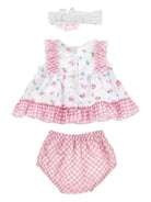 Set abito per neonata Monnalisa bianco a fiori con ruches 35G506 7011 9990 MONNALISA KIDS 