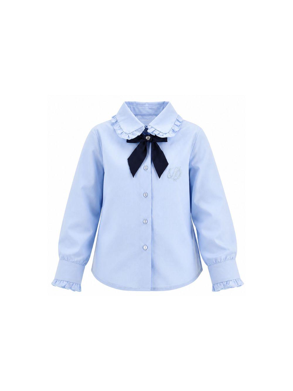 Camicia per bambina Monnalisa Kids azzurra con colletto con ruches 18HANA 8153 5856 MONNALISA KIDS 