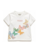 T-shirt per neonata Fendi Kids bianca con stampa farfalle BFI182 7AJ F0TU9 FENDI KIDS 