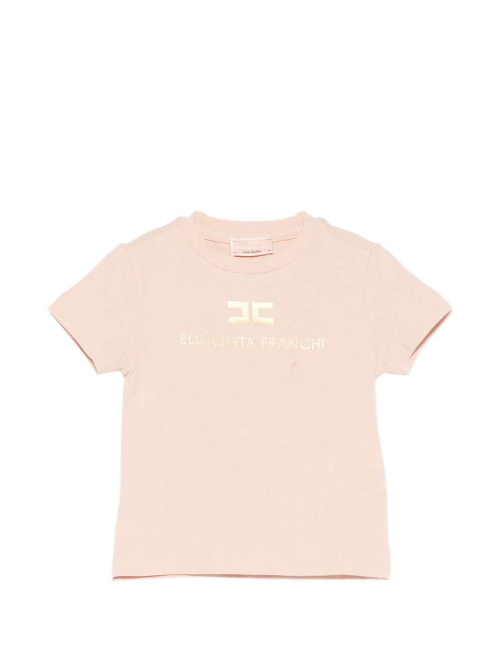 T-shirt per neonata Elisabetta Franchi La Mia Bambina rosa con dettaglio logo EGTS1080JE006 C125 ElISABETTA FRANCHI KIDS 