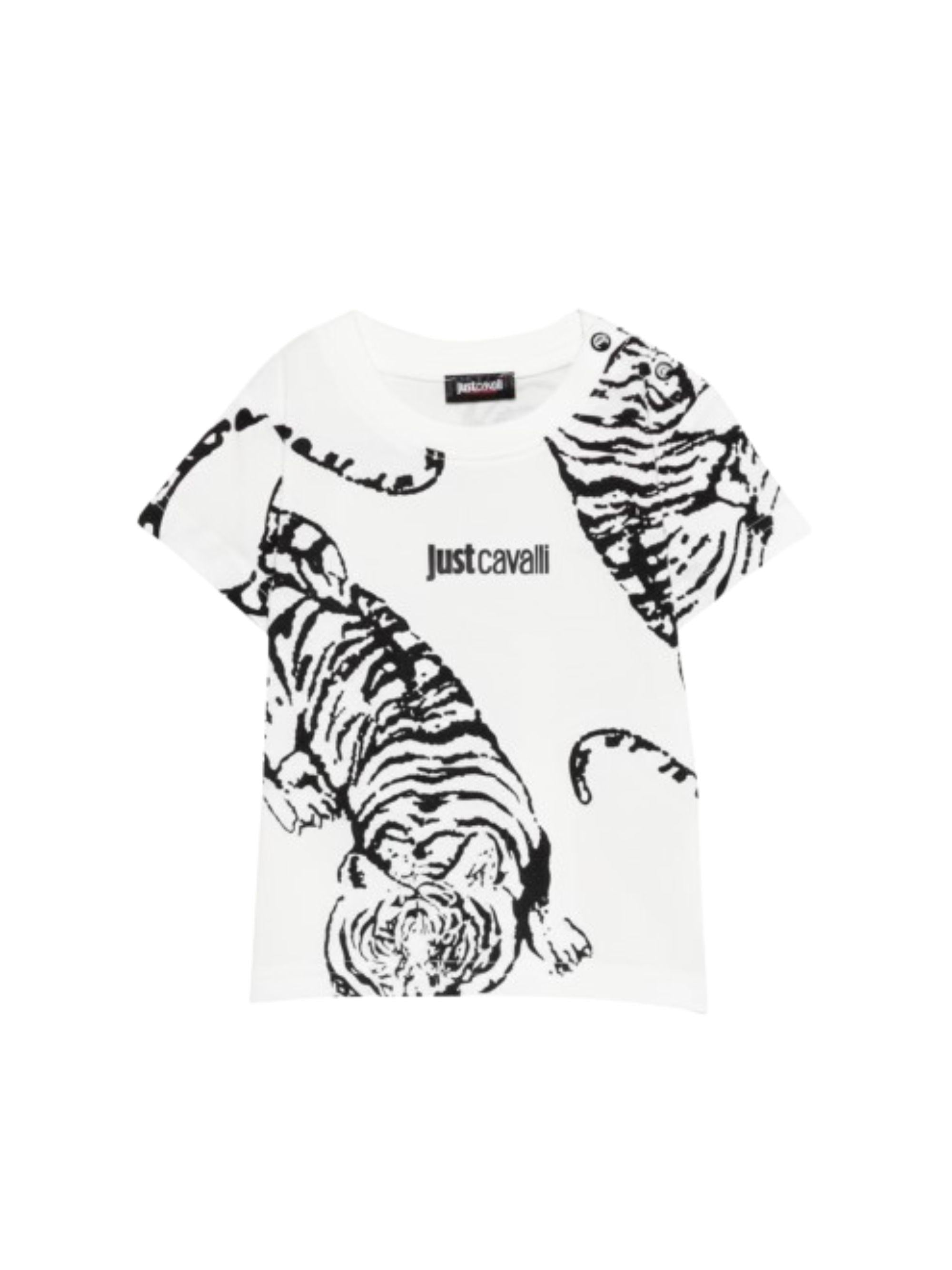 T-shirt per neonato Just Cavalli Kids bianca con stampa grafica JIP26130TS WHITE C.D. ROBERTO CAVALLI KIDS 