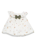 Abito per neonata La Stupenderia bianco con ricamo floreale e maniche ad aletta TBCT52 I06 LA STUPENDERIA 