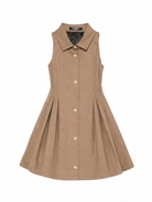 Abito per bambina Balmain Kids marrone chiaro con gonna plissettata BY1C02 G0197 315 BALMAIN KIDS 