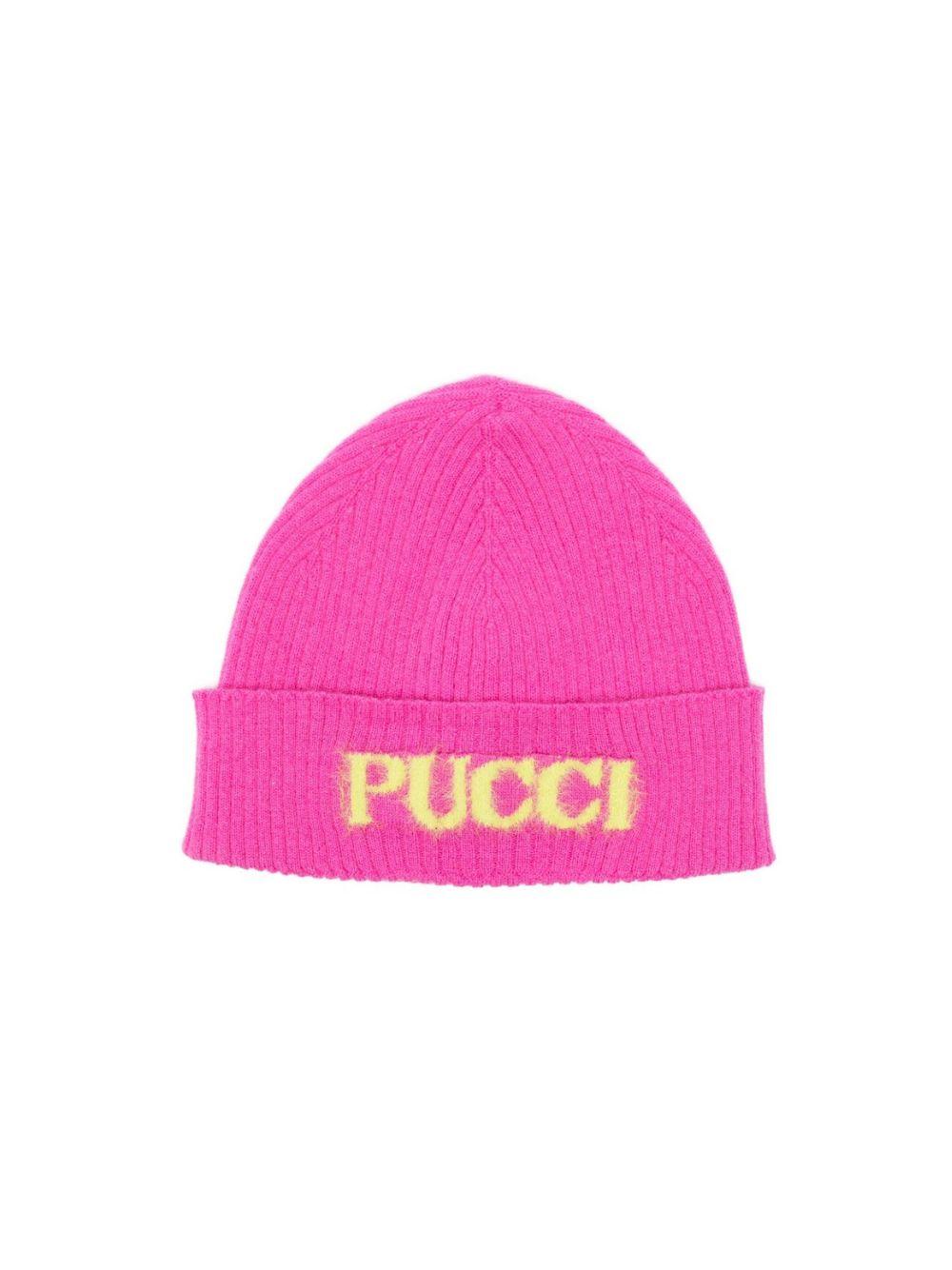 Berretto per bambina Emilio Pucci Junior fucsia a coste con logo PZ0A07 Z2362 543 EMILIO PUCCI KIDS 