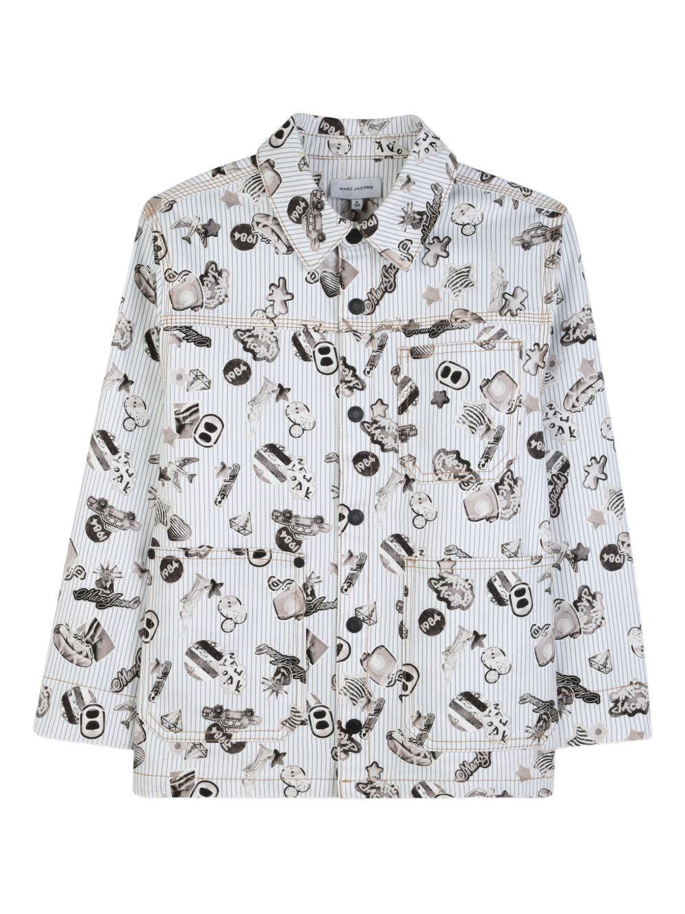 Giacca per bambino The Marc Jacobs Kids bianca con stampa grafica all-over W60789 80B THE MARC JACOBS KIDS 