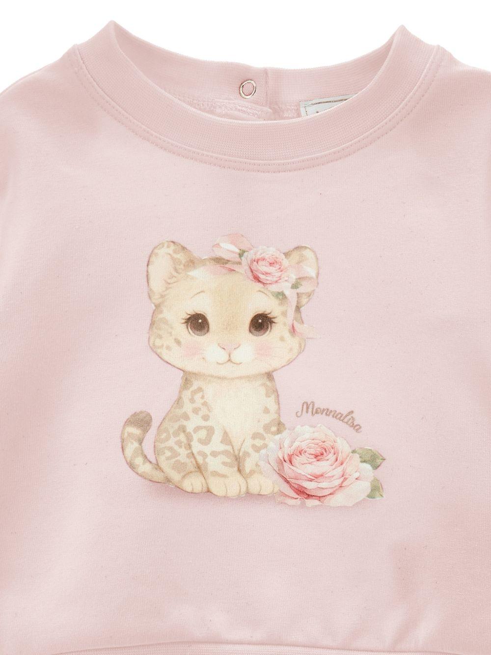 Felpa per neonata Monnalisa Kids rosa con dettagli animalier 39H603 8006 094F MONNALISA KIDS 