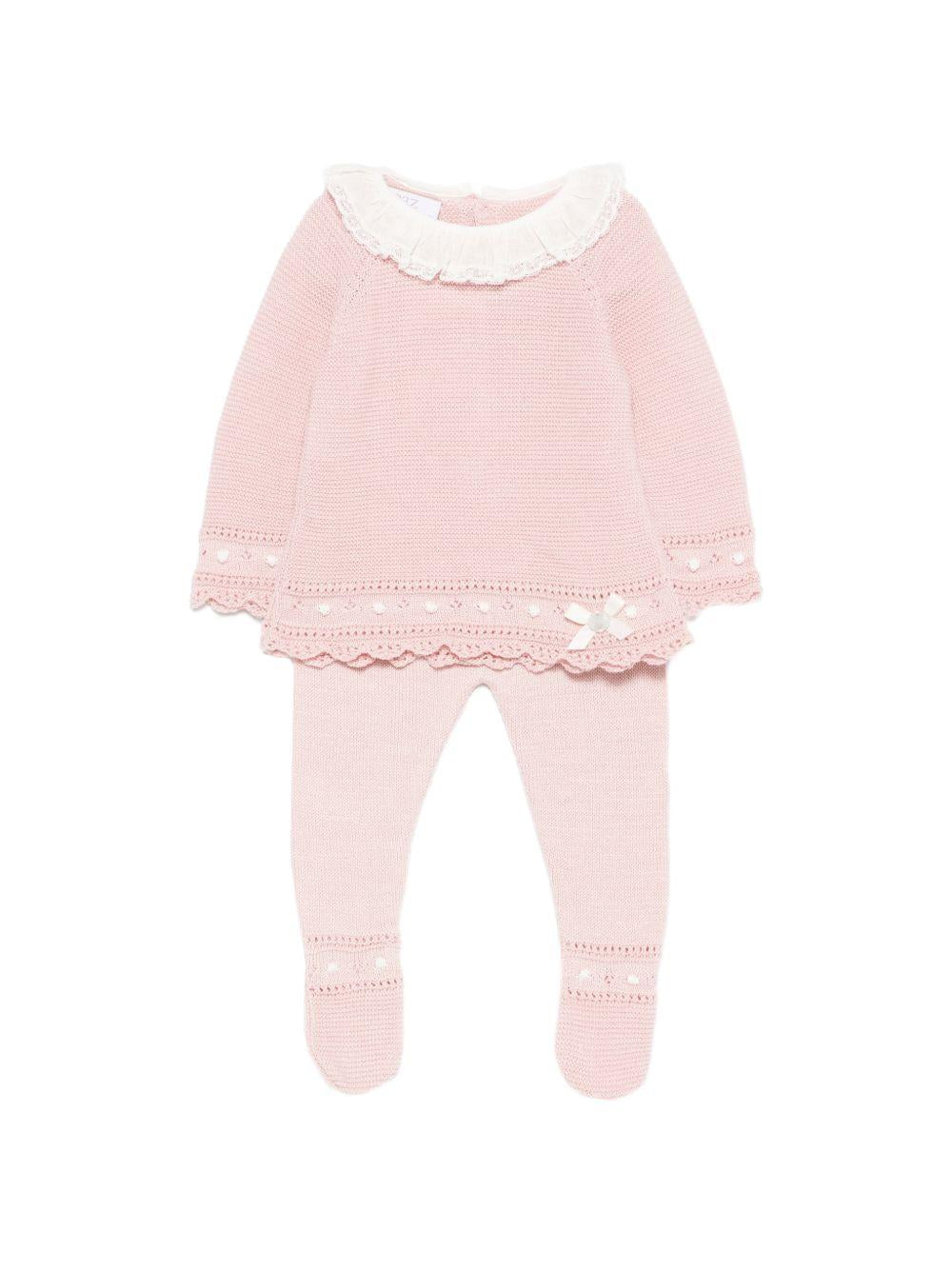 Set maglioncino e pantaloni per neonata Paz Rodriguez rosa con colletto in pizzo 103-123252 37 PaZ RODRIGUEZ 