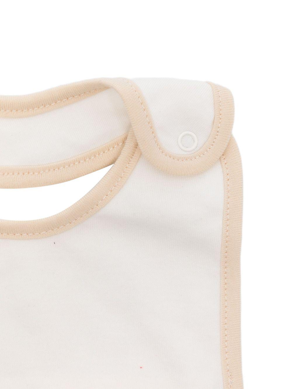 Set bavaglino con cappello per neonati Moschino Kids beige con ricamo di orsacchiotto MUY08OLCA60 20404 MOSCHINO KIDS 