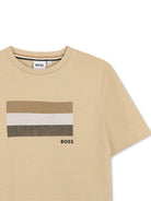 T-shirt per bambino Boss Kids beige con stampa grafica J52979 249 BOSS KIDS 