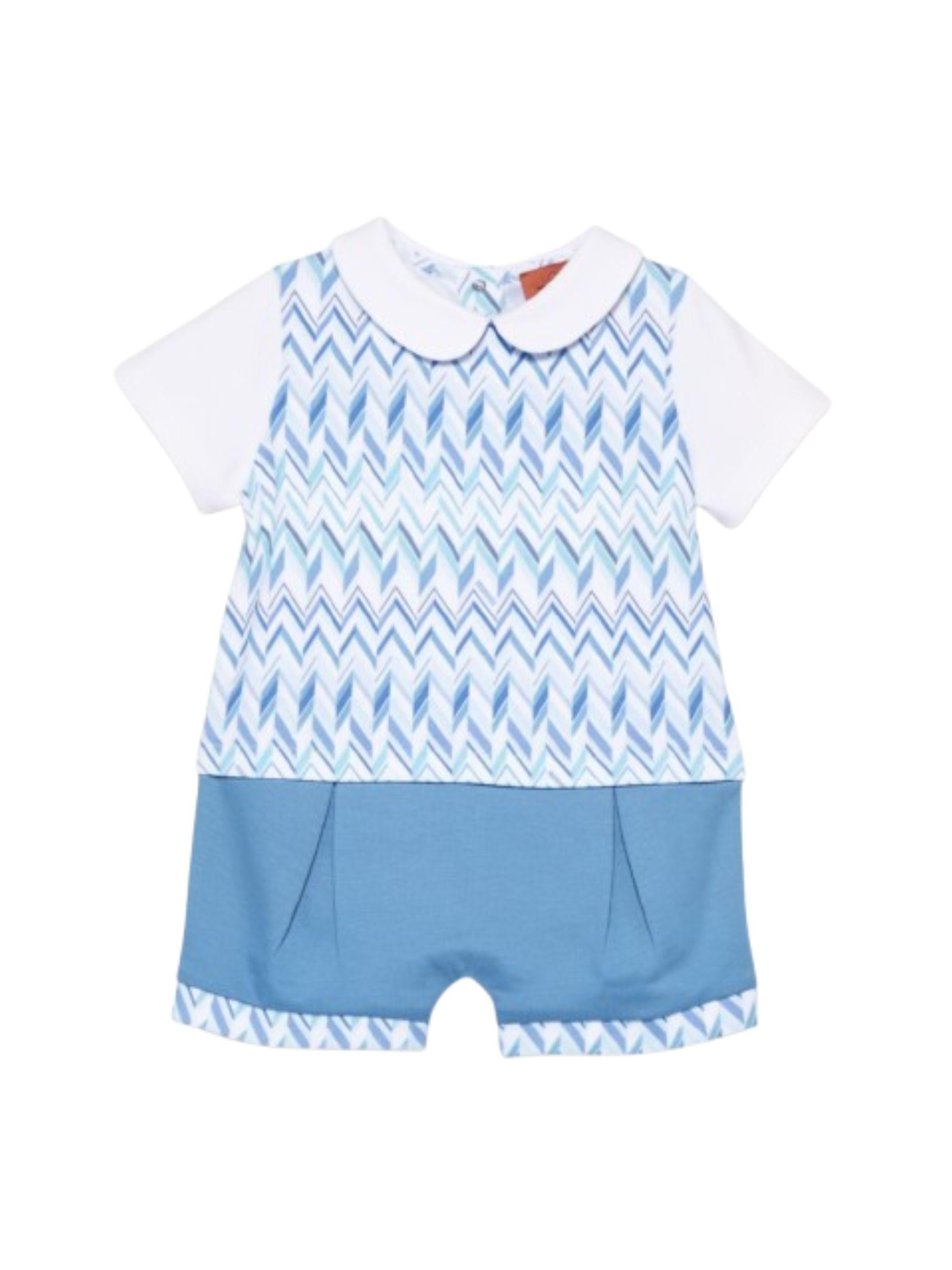Tutina per neonato Missoni Kids azzurra con design a chevron MYA501 Z3674 600AZ MISSONI KIDS 
