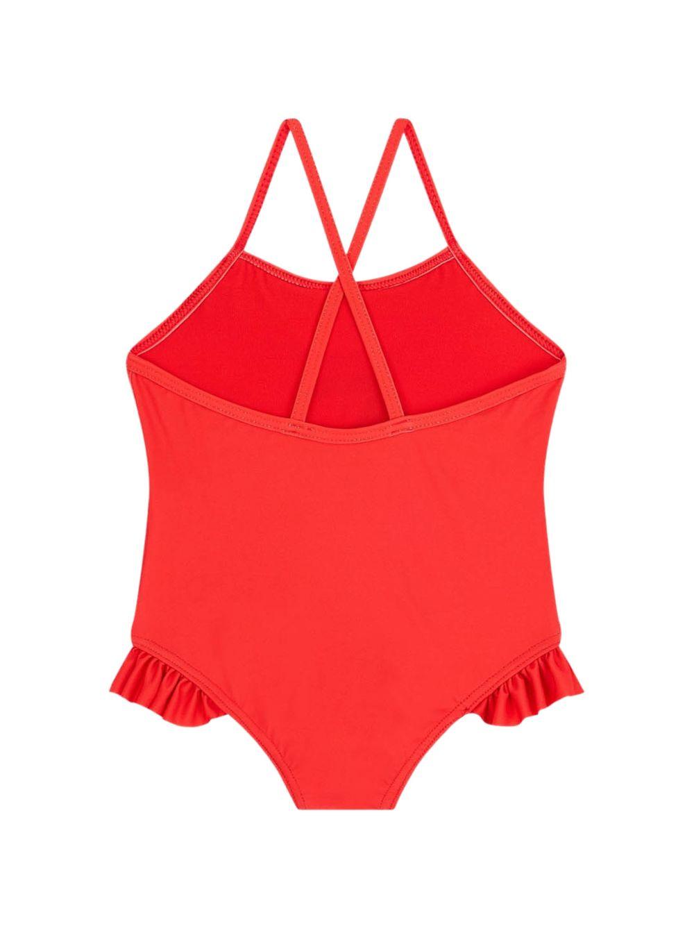 Costume intero per neonata Moschino Kids rosso con ruches MBL00GLKA11 50109 MOSCHINO KIDS 