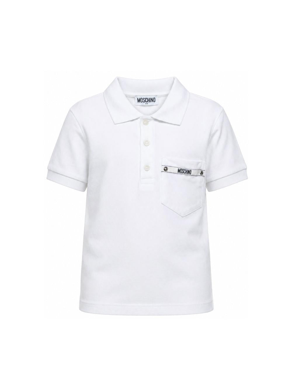 T-shirt per bambino Moschino Kids bianca con taschino HUM05LLFA08 10101 MOSCHINO KIDS 