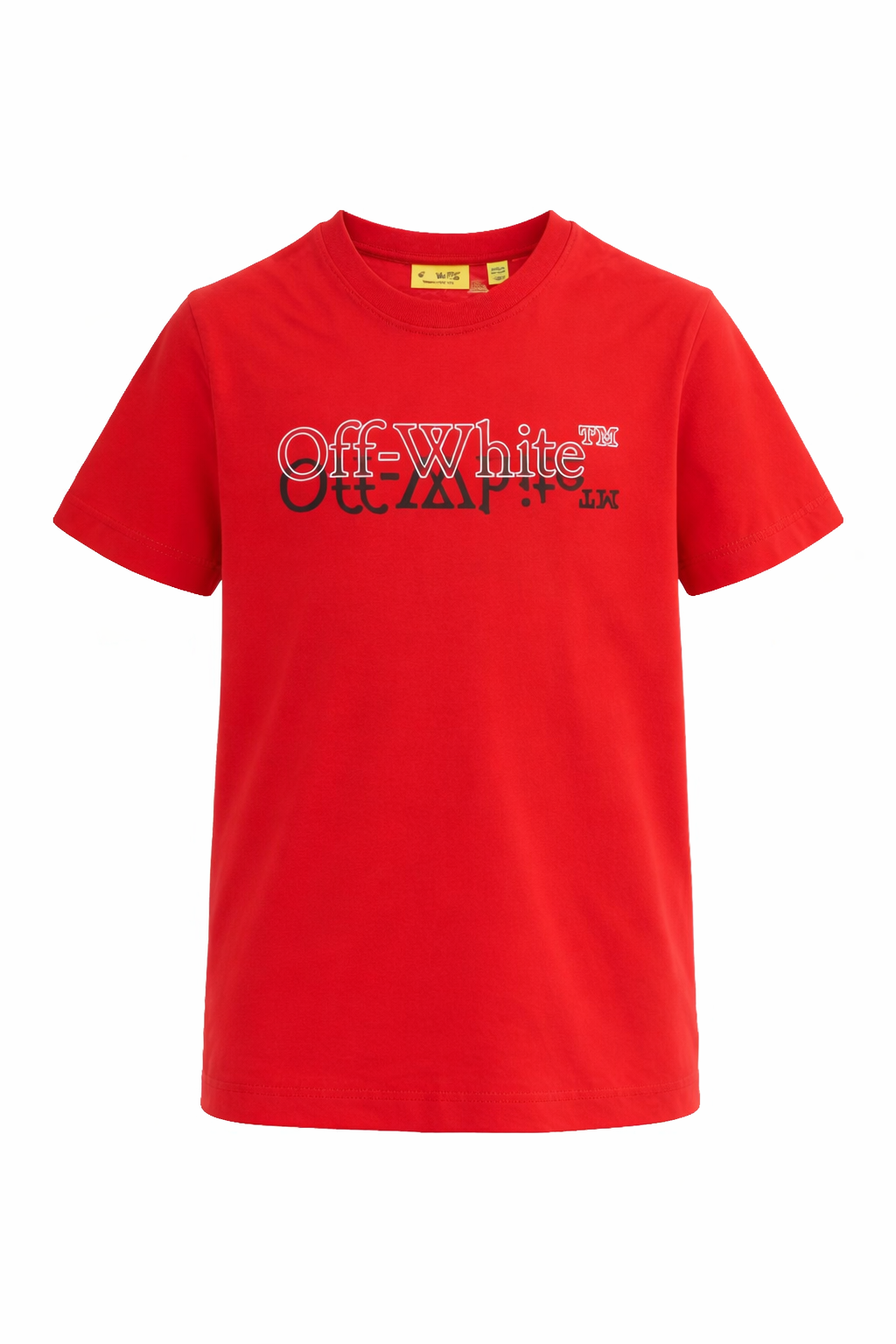 T-shirt per bambini Off-White Kids rossa con logo sul davanti 44BAA002S26J001 600 OFF WHITE KIDS 