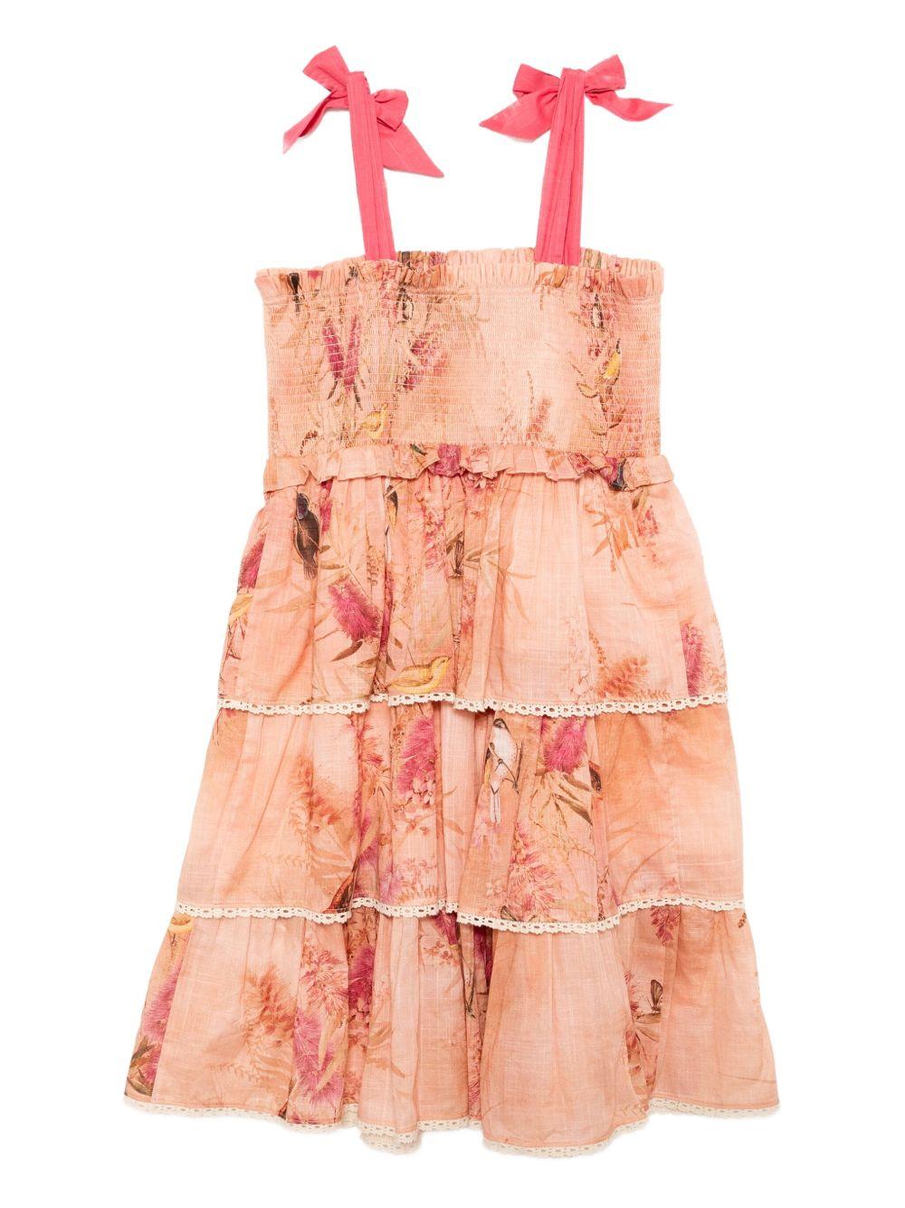 Abito per bambina ZIMMERMANN Kids Cascadian rosa con scollo quadrato 1231DS S255 ZIMMERMANN KIDS 